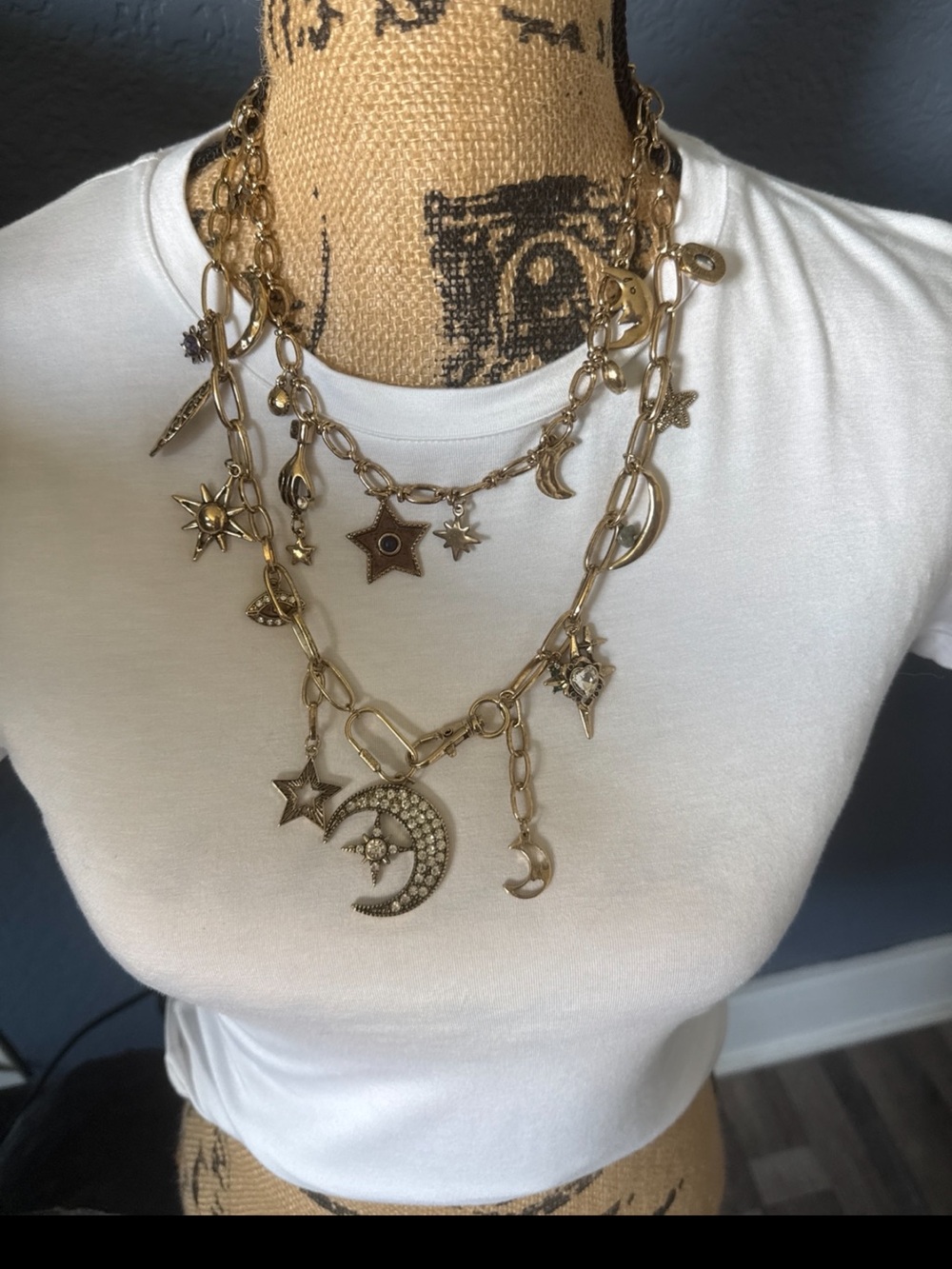 Free People Maximillion Gold Moon & Star Charm Layered Necklace - NWT. Sold out